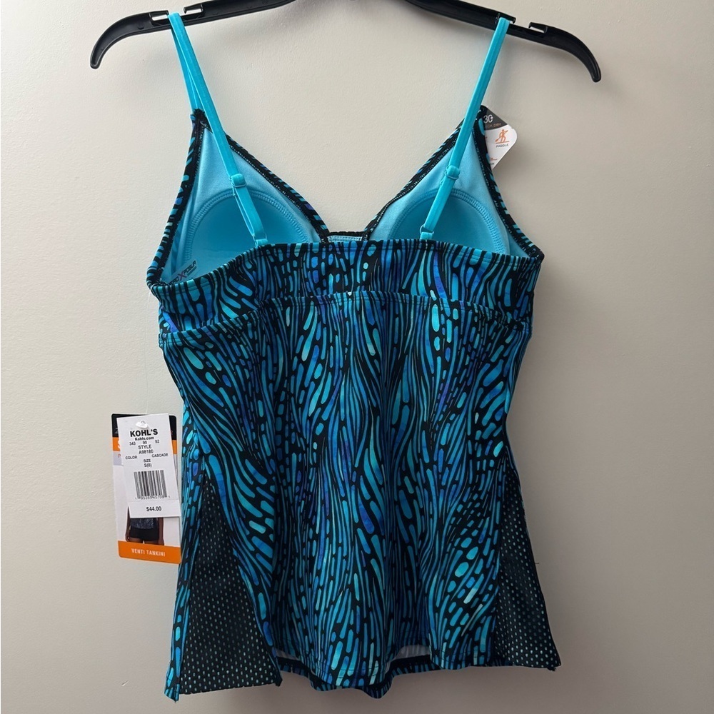 Blue and Black Patterned Tankini Top - Picture 4 of 4